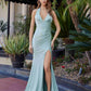 Nox Anabel C1723 Stretch Satin Halter Neckline Fitted Prom Gown