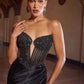 CLEARANCE - Ladivine C172 Fitted Plunging Neckline Rose Gold Formal Gown (Size 10)