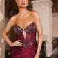 CLEARANCE - Ladivine C172 Fitted Plunging Neckline Rose Gold Formal Gown (Size 10)