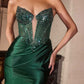 CLEARANCE - Ladivine C172 Fitted Plunging Neckline Rose Gold Formal Gown (Size 10)