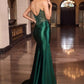 CLEARANCE - Ladivine C172 Fitted Plunging Neckline Rose Gold Formal Gown (Size 10)