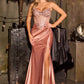 Ladivine C172 Spaghetti Strap Fitted Plunging Neckline Leg Slit Formal Gown