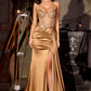 Ladivine C173 Long Fitted Halter Formal Gown Corset Bodice Leg Slit