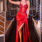 Ladivine C173 Long Fitted Halter Formal Gown Corset Bodice Leg Slit