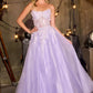 Ladivine C174 Enchanted Ball Gown Scoop Neck Floral Applique