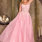 Ladivine C174 Enchanted Ball Gown Scoop Neck Floral Applique