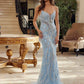 Nox Anabel C1826 Peaked Neckline Beaded Embellishments Fitted Prom Gown