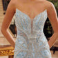 Nox Anabel C1826 Peaked Neckline Beaded Embellishments Fitted Prom Gown