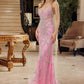 Nox Anabel C1826 Peaked Neckline Beaded Embellishments Fitted Prom Gown