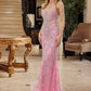 Nox Anabel C1826 Peaked Neckline Beaded Embellishments Fitted Prom Gown
