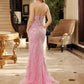 Nox Anabel C1826 Peaked Neckline Beaded Embellishments Fitted Prom Gown