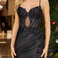 Nox Anabel C1841 Glitter Dusted Satin Sequined Embellishment Prom Gown