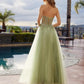 Nox Anabel C1843 Mesh A-Line Peaked Neckline Sequin Prom Ball Gown