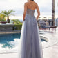 Nox Anabel C1843 Mesh A-Line Peaked Neckline Sequin Prom Ball Gown