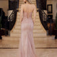 Nox Anabel C1844 Strapless Beaded Tulle Prom Gown Peaked Neckline