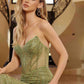 Nox Anabel C1844 Strapless Beaded Tulle Prom Gown Peaked Neckline