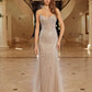 Nox Anabel C1844 Strapless Beaded Tulle Prom Gown Peaked Neckline