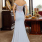 Nox Anabel C1845 Fitted Off Shoulder Embellished Shimmer Jersey Prom Gown