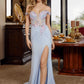 Nox Anabel C1845 Fitted Off Shoulder Embellished Shimmer Jersey Prom Gown
