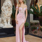 Nox Anabel C1845 Fitted Off Shoulder Embellished Shimmer Jersey Prom Gown