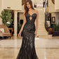 Nox Anabel C1848 Fitted Beaded Tulle Strapless Keyhole Bodice Prom Gown