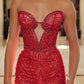 Nox Anabel C1848 Fitted Beaded Tulle Strapless Keyhole Bodice Prom Gown