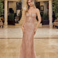 Nox Anabel C1848 Fitted Beaded Tulle Strapless Keyhole Bodice Prom Gown