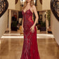 Nox Anabel C1849 Beaded Tulle Lace Up Closure Spaghetti Strap Prom Gown