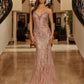 Nox Anabel C1849 Beaded Tulle Lace Up Closure Spaghetti Strap Prom Gown