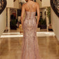 Nox Anabel C1849 Beaded Tulle Lace Up Closure Spaghetti Strap Prom Gown
