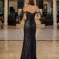 Nox Anabel C1850 Off Shoulder Fully Beaded Fitted Prom Gown