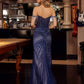 Nox Anabel C1850 Off Shoulder Fully Beaded Fitted Prom Gown