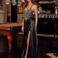 Nox Anabel C1852 Rhinestone Embellished Bodice Stretch Satin Prom Gown