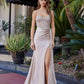 Nox Anabel C1852 Rhinestone Embellished Bodice Stretch Satin Prom Gown
