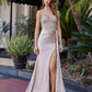 Nox Anabel C1852 Rhinestone Embellished Bodice Stretch Satin Prom Gown