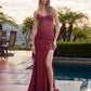 Nox Anabel C1868 Strapless Fitted Shimmer Jersey Thigh High Slit Prom Gown