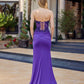 Nox Anabel C1868 Strapless Fitted Shimmer Jersey Thigh High Slit Prom Gown