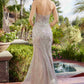 Nox Anabel C1877 Fully Beaded Fitted Tulle Dress V-Neckline Prom Gown