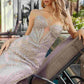 Nox Anabel C1877 Fully Beaded Fitted Tulle Dress V-Neckline Prom Gown