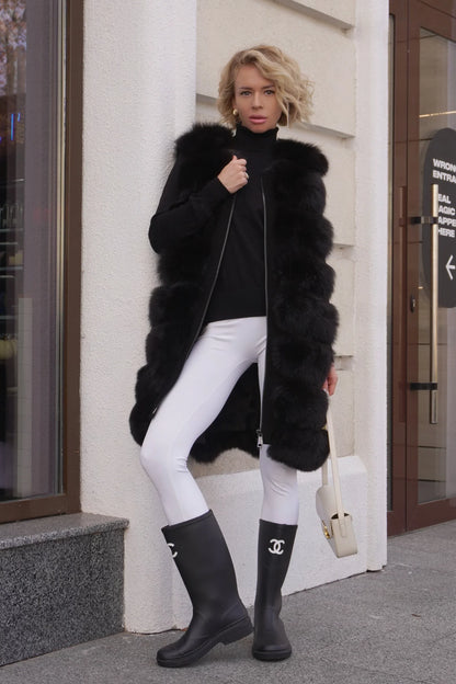 Genuine Polar Fox fur vest, 90 cm, by Alaska® Outerwear Company, shown in soft white fur