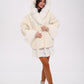 Pre-Order. Re-Stock Ships September 2026. Genuine Polar Fox Fur Wool Hooded Coat