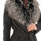 Genuine Silver Fox Cashmere Blend Coat
