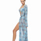 PATCHWORK PRINT MESH LONG COVER UP