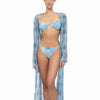 PATCHWORK PRINT MESH LONG COVER UP - Blue
