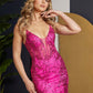 Nox Anabel C783 Short Sequin Fitted Sheath V-Neck Cocktail Dress