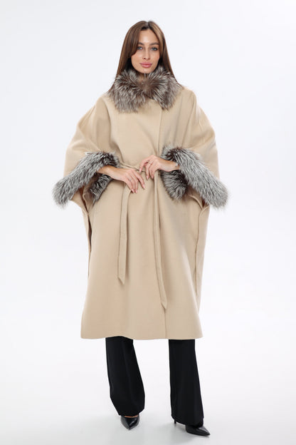 Saga®Furs Silver Fox Wool Cashmere Coat