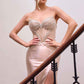 Ladivine CA121 Long Fitted Gown Embellished Corset Bodice Sweetheart