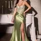 Ladivine CA121 Long Fitted Gown Embellished Corset Bodice Sweetheart