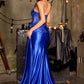 Ladivine CA122 Strapless Asymmetrical Neckline Long Satin Gown