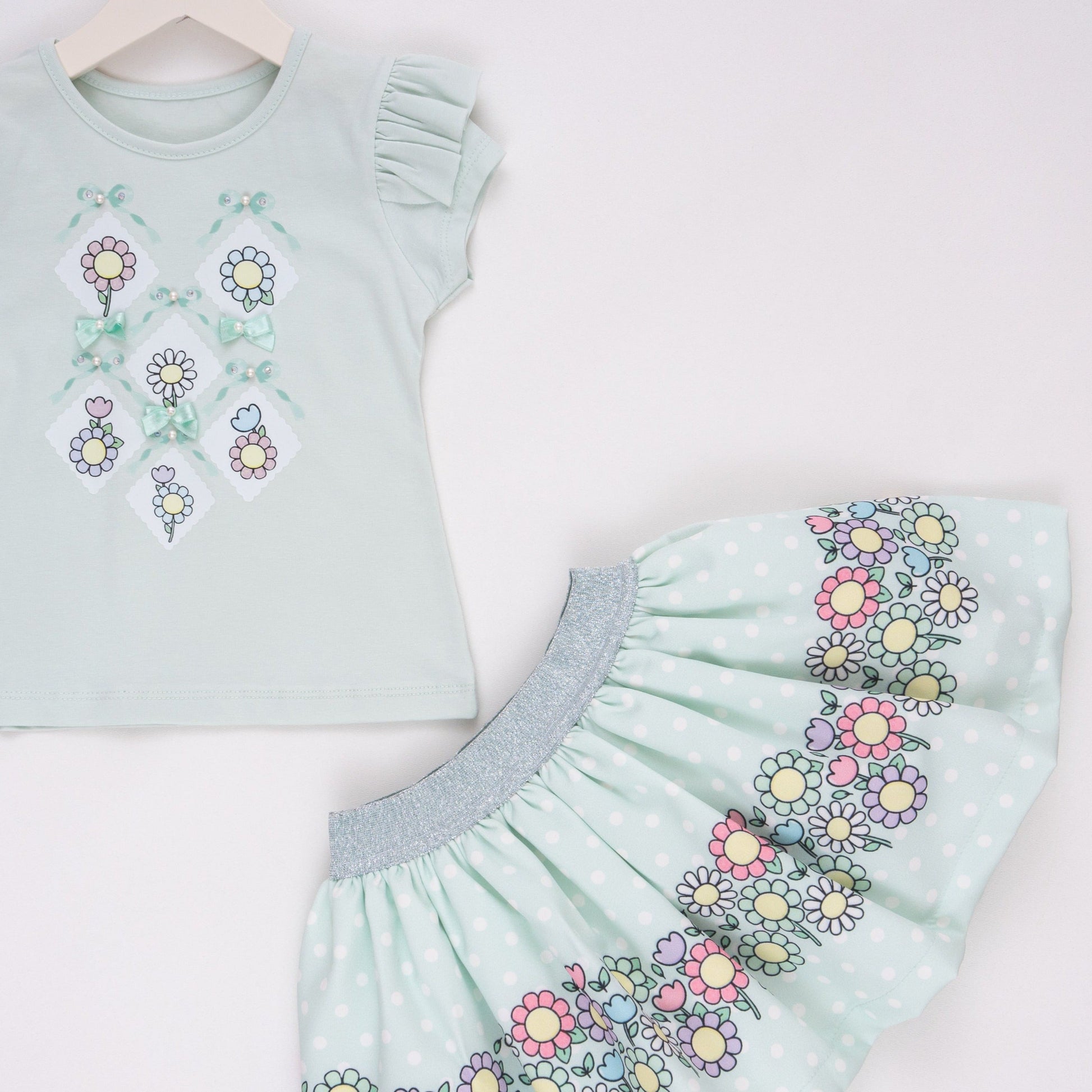 Blue Blossom Girl Skirt Set - Farnelli